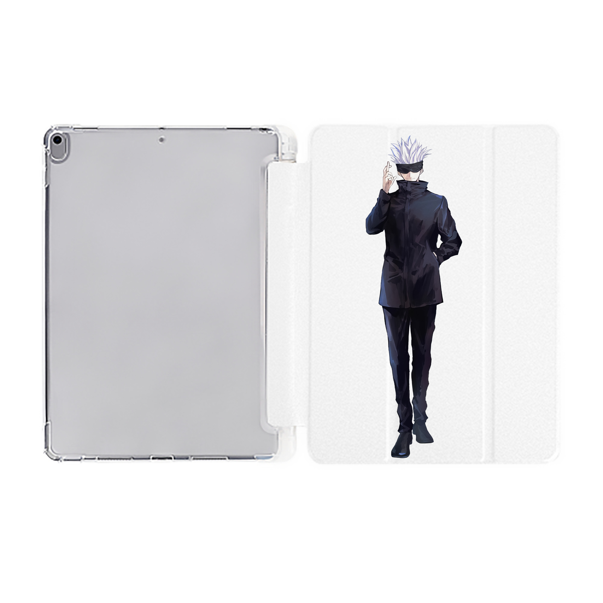 （画像用） 呪術廻戦 Jujutsu Kaisen IPad ケース ペン収納付き 三つ折りスタンド PUレザー×シリコン 対応機種9.5/10.5/10.9インチ
